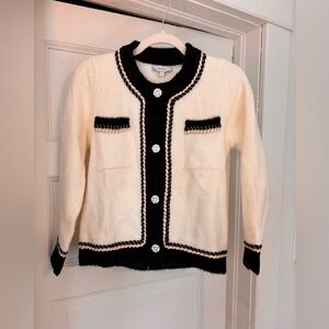 RIHOAS Cream & Black Contrast Trim Cardigan Jacket (Size F/One Size)